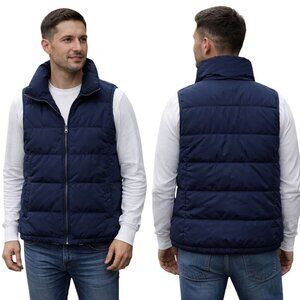 Old Navy Mens Puffer Jacket Medium Cozy Midnight Blue Quilted Insulated Winter